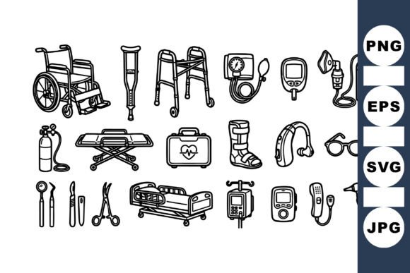 Medical Equipment Line Art Set