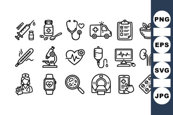 Medical Icons Line Art Set