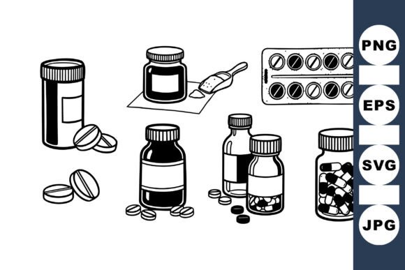 Medical Pill Bottle Clipart Set