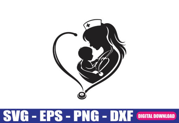 Nurse Mother and Baby SVG