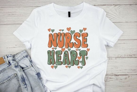 Retro Nurse Hearts Sublimation PNG